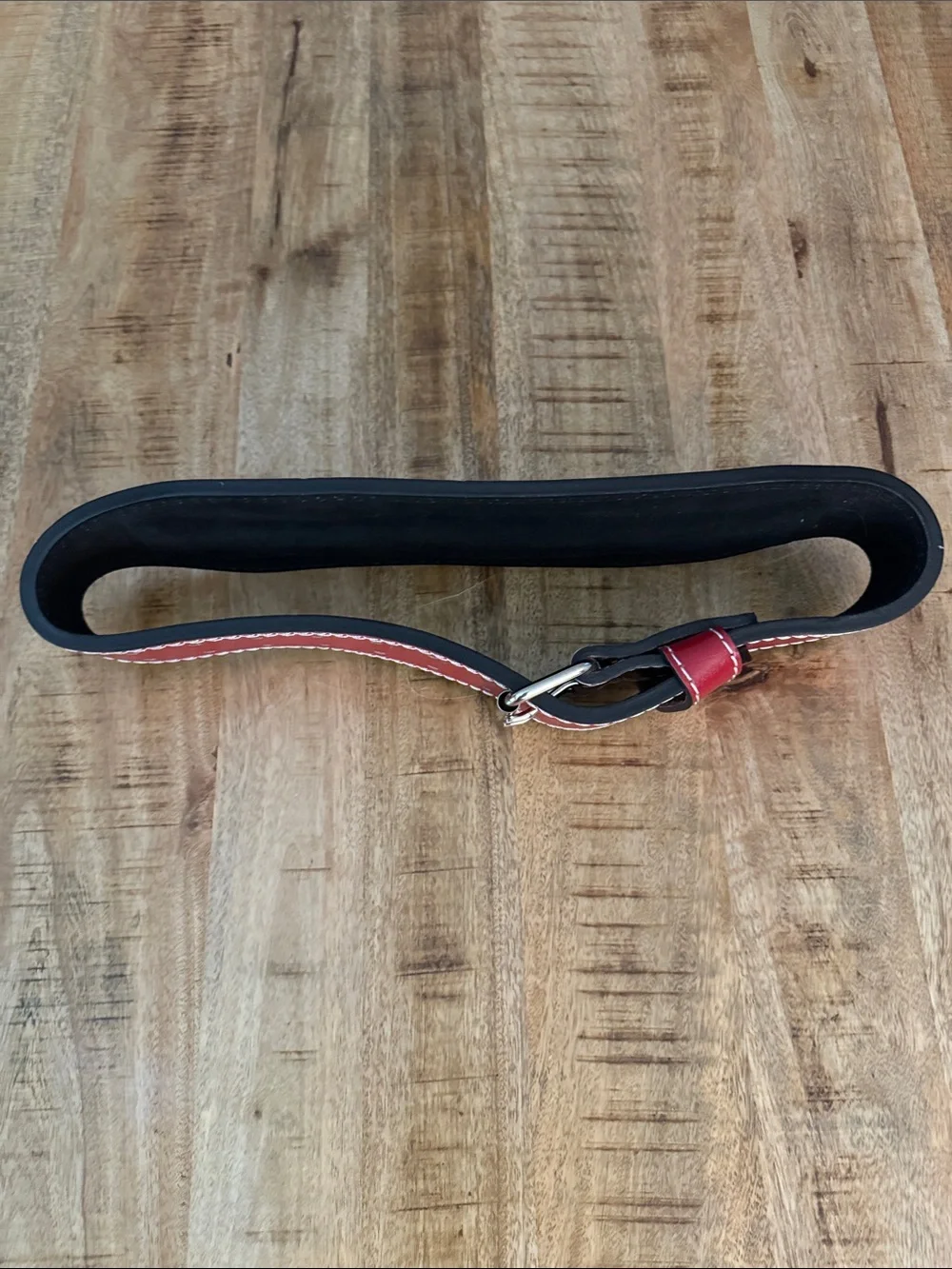Red faux Leather Men's weight lifting Belt with white Contrast Stitching 40 in